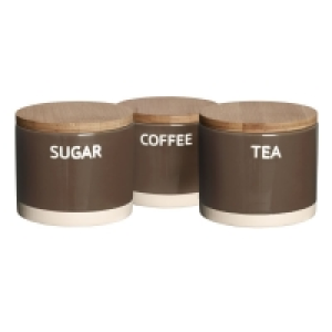 Wilko  Wilko Set of 3 Brown and Beige Canisters