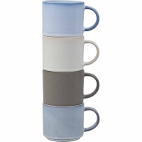 Wilko  Wilko Blue Reactive Glaze Stacking Mug 4 Pack