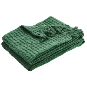 Wilko  Wilko Waffle Throw Green 125 x 150cm