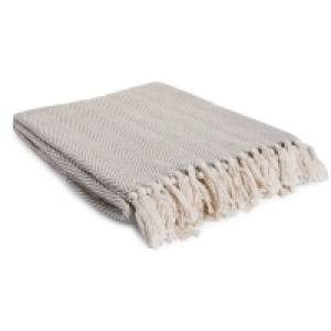 Wilko  Wilko Natural Herringbone Throw 127 x 152cm