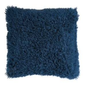 Wilko  Wilko Blue Faux Mongolian Cushion 43 x 43cm