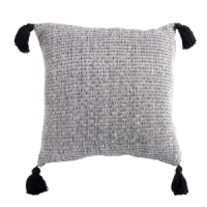 Wilko  Wilko Black and White Tassle Cushion 43 x 43cm