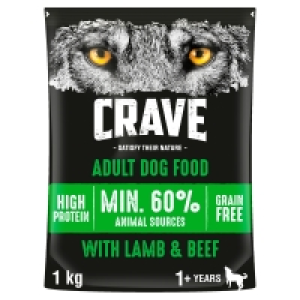 Crave Natural Complete Dry Dog Food Lamb & Beef 1kg £3.25