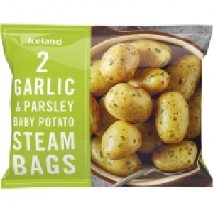 Iceland  Iceland 2 Garlic & Parsley Baby Potato Steam Bags 300g