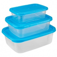 Poundland  Food Storage Rectangular 3 Pack - Blue
