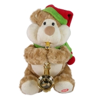 QDStores  10inch Plush Christmas Bear With Saxaphone Animated Toy