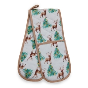 QDStores  Festive Stag Print Double Oven Glove