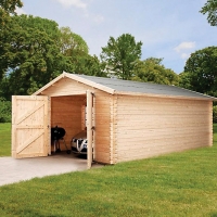 Wickes  Mercia 14 x 19 ft Large Wooden Log Garage with Assembly