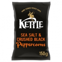 Tesco  Kettle Chips Sea Salt & Black Pepper Corns 150G