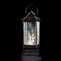 QDStores  LED White Indoor Animated Copper Lantern Snow Scene Mains Ba