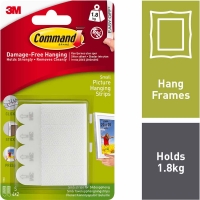 Wilko  Command Damage Free Small White Picture Hanging Strips 4 pac