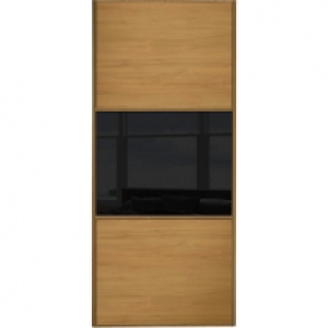 Wickes  Wickes Sliding Wardrobe Door Wideline Oak Panel & Black Glas