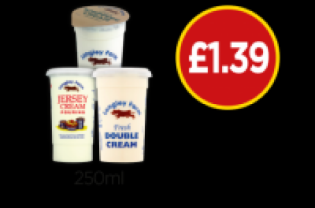 Budgens  Longley Farm Jersey Cream Pouring, Fresh Double Cream, Fresh