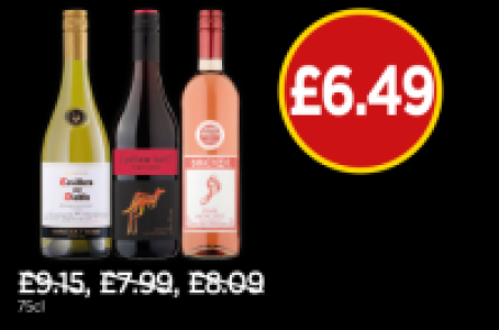 Casillero Del Diablo Chardonnay, Yellow Tail Pinot Noir, Bar
