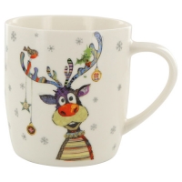 Partridges  Bug Art Festive Reindeer Fine China Mug - Gift Boxed