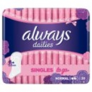 Always Dailies Singles To Go Panty Liners