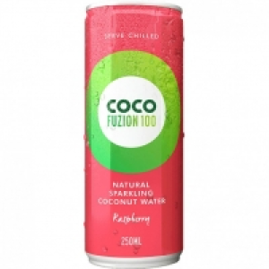 COCO FUZION 100 SPARKLING COCONUT WATER RASPBERRY 250ML £0.19