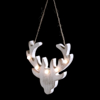 QDStores  5 LED White Indoor Hanging Stag Head Table Decoration Batter