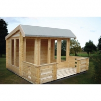 Wickes  Shire 12 x 12 ft Wykenham Double Door Log Cabin with Veranda