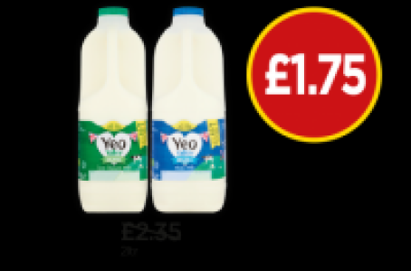 Yeo Valley Semi Skimmed Milk, Organic Whole Milk £1.75