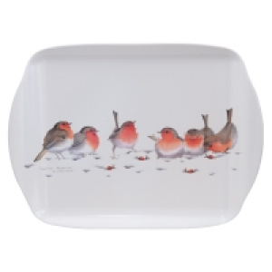 Partridges Coleshill Design Melamine Medium Tray, Winter Robins, M50