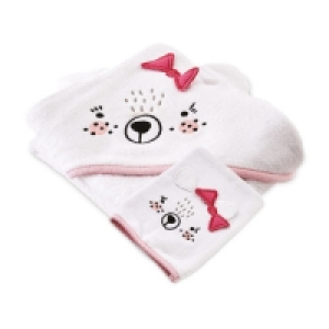 Pink Hooded Towel With Wash Mitt