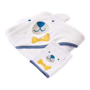 Blue Hooded Towel With Wash Mitt