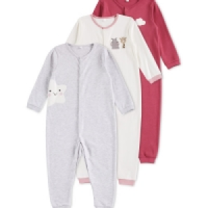 Aldi  Grey Footless Sleepsuit 3 Pack