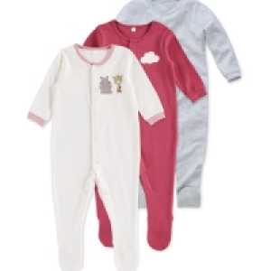 Aldi  Grey Animals Sleepsuit 3 Pack