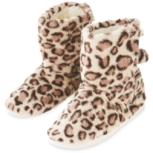 Leopard Ladies Plush Slipper Boots