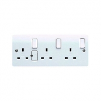 Wickes  MK 13A Double Pole Fused Triple Switched Socket - White
