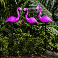 QDStores  Bright Garden 3 Pack Flamingo Solar Stake Light