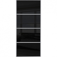 Wickes  Wickes Sliding Wardrobe Door Silver Framed Four Panel Black 