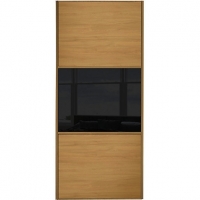 Wickes  Wickes Sliding Wardrobe Door Wideline Oak Panel & Black Glas