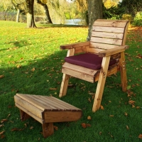 QDStores  One Seater Garden Lounge Chair & Footstool Scandinavian Redw