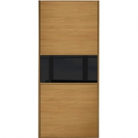 Wickes  Wickes Sliding Wardrobe Door Fineline Oak Panel & Black Glas
