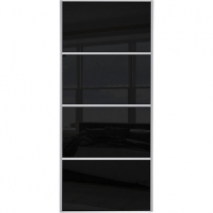 Wickes Sliding Wardrobe Door Silver Framed Four Panel Black  &pound;170.00