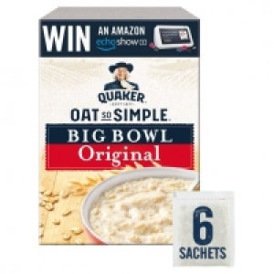 Quaker Oat So Simple Big Bowl Original Porridge 6 Pack 231G £1.00