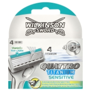 Wilkinson Sword Quattro Titanium Coated Razor Blades 4 pack £5.20