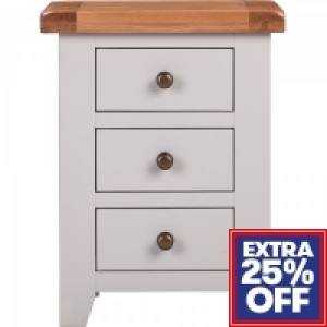 Chatsworth Grey 3 Drawer Bedside Table £71.99