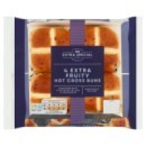 Asda Extra Special 4 Extra Fruity Hot Cross Buns