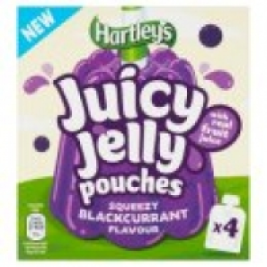 Hartleys 4 Pack Juicy Jelly Pouches Squeezy Blackcurrant Flavour