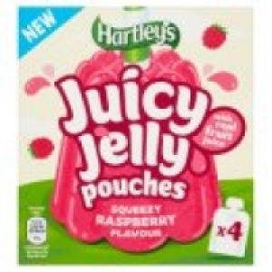 Hartleys 4 Juicy Jelly Pouches Squeezy Raspberry Flavour