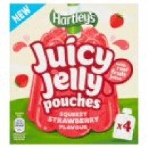 Hartleys 4 Juicy Jelly Pouches Squeezy Strawberry Flavour