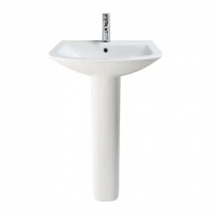 Wickes  Wickes Inca Ceramic Basin with Full Pedestal - 550mm