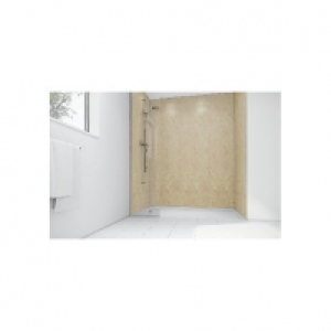 Wickes  Mermaid Champagne Gloss Laminate 3 sided Shower Panel Kit 90