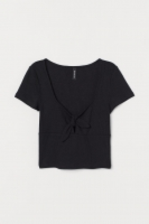 HM   Ribbed tie-detail top