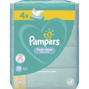 Pampers Baby Wipes 4 x 80pks £4.79