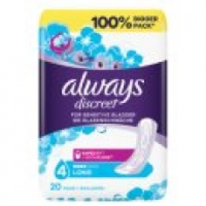 Always Discreet Incontinence Pads+ Long For Sensitive Bladder