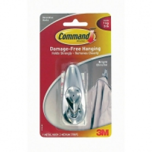 Wickes  Command Medium Metal Hook - Polished Chrome